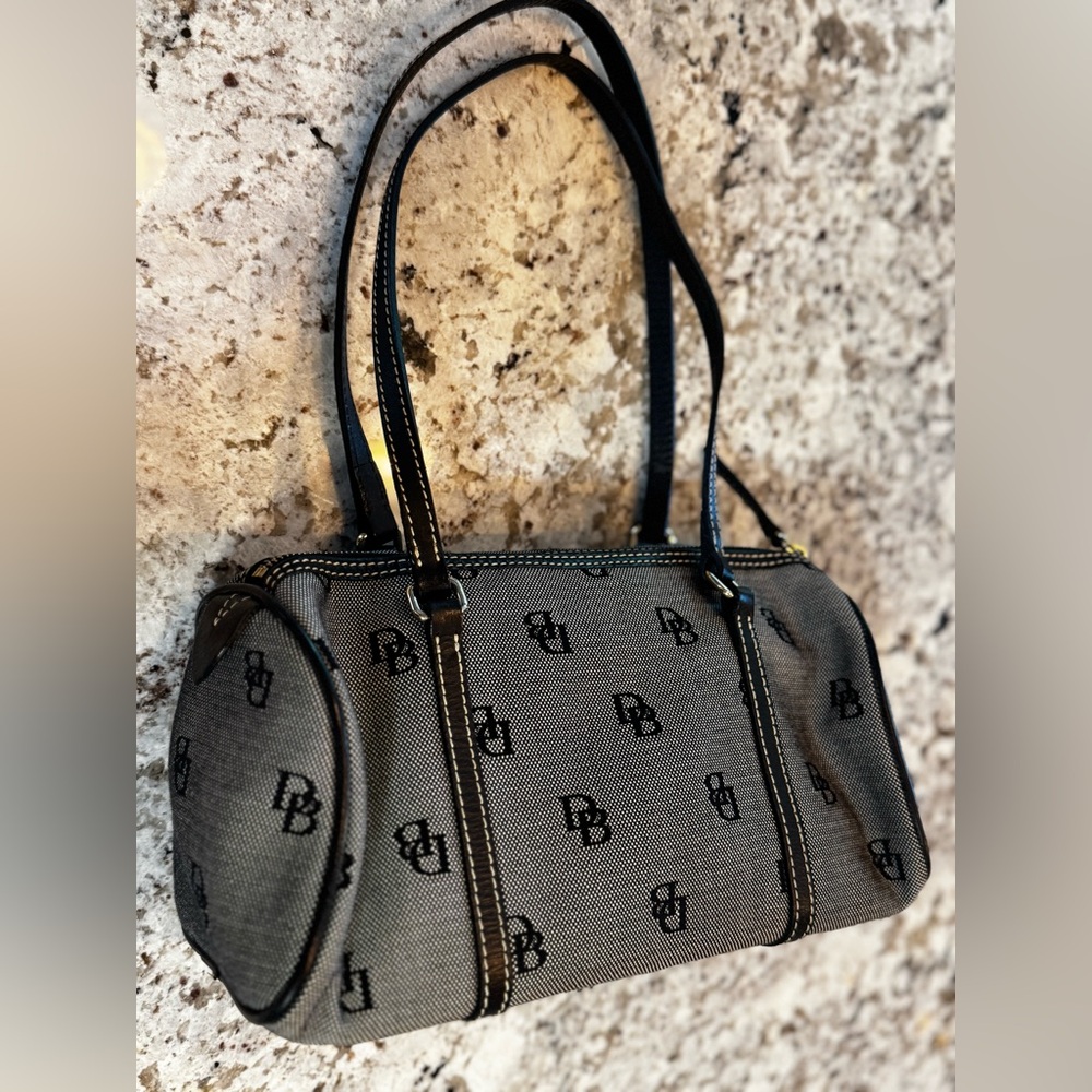 Dooney & Bourke Black and Gray Logo Shoulder Bag - Picture 2 of 8